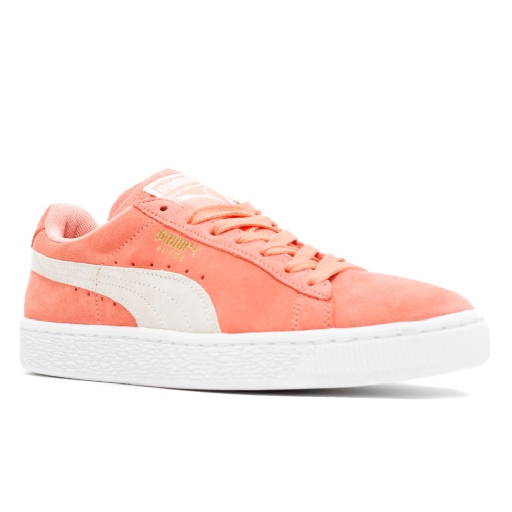 Puma Coral Suede Sneakers with White Stripe